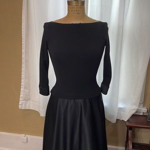 Vintage 90's black gown, top is stretch knit, 3/4 sleeves, skirt is full circle